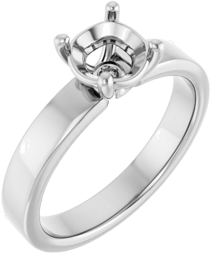 10K White 6.5 mm Round Solitaire Engagement Ring Mounting (1)