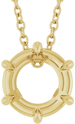 14K Yellow 7.5 mm Round Solitaire 16-18  Necklace Mounting (1)