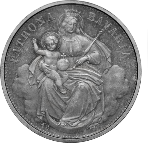1 Guldenas Ludwig II (1866-1871) Madonos Taleris sidabrinė moneta Vokietijos imperija (1)