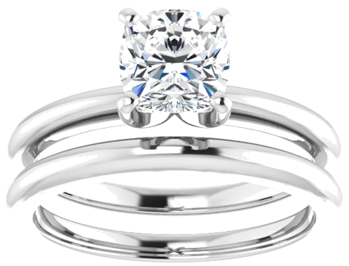 14K White  6 mm Cushion Solitaire Engagement Ring Mounting (8)