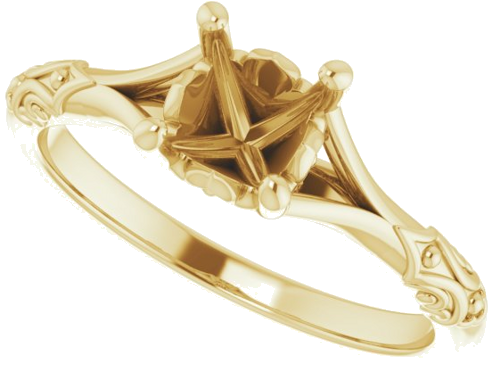 14K Yellow 6 mm Round Solitaire Engagement Ring Mounting (5)