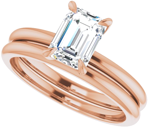 Sužadėtuvių Žiedas „Solitaire“ 585 Rožinis Aukso Emerald 7mm x 5mm (10)