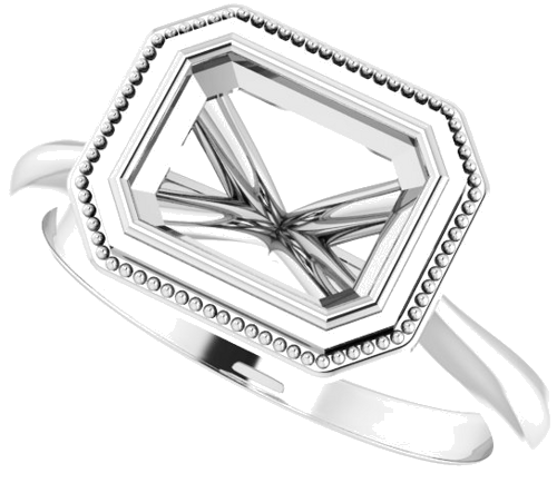 14K White 8x6 mm Emerald  Solitaire Engagement Ring Mounting (5)