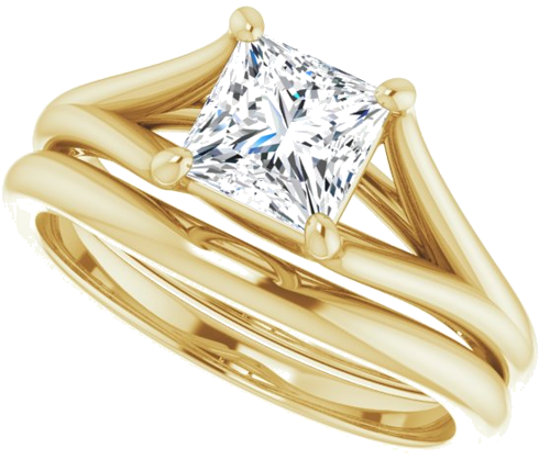 14K Yellow 5.5 mm Square Solitaire Engagement Ring Mounting (10)