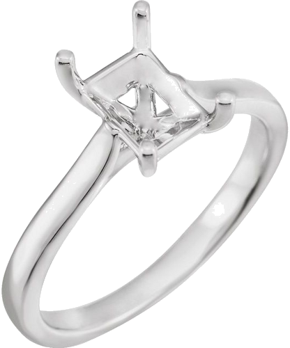 14K White 8x6 mm Emerald Solitaire Engagement Ring Mounting (1)