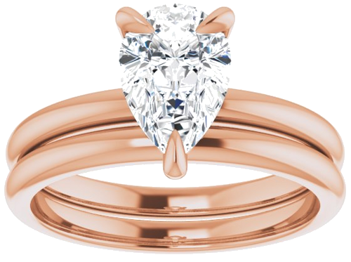 14K Rose  9x6 mm Pear Solitaire Engagement Ring Mounting (8)