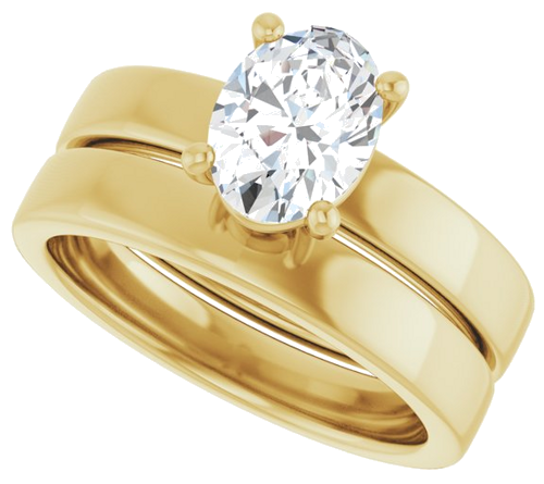 Sužadėtuvių Žiedas „Solitaire“ 585 Geltonojo Aukso Oval 8mm x 6mm (10)