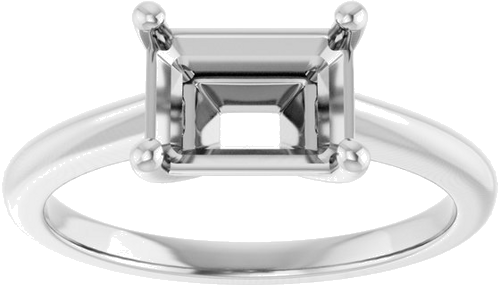 14K White 8x6 mm Emerald Solitaire Engagement Ring Mounting (3)