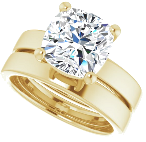 14K Yellow 9 mm Cushion Solitaire Engagement Ring Mounting (10)