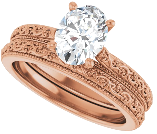 Sužadėtuvių Žiedas „Solitaire“ 585 Rožinis Aukso Oval 8mm x 6mm (10)