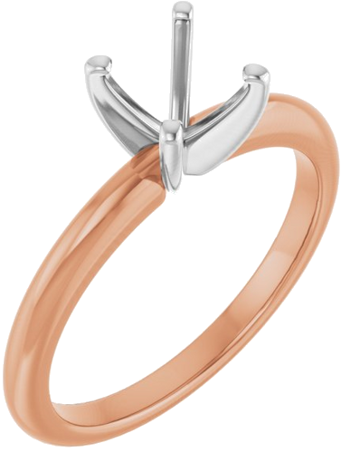 14K Rose   White  6.5 mm Round Solitaire Engagement Ring Mounting (1)