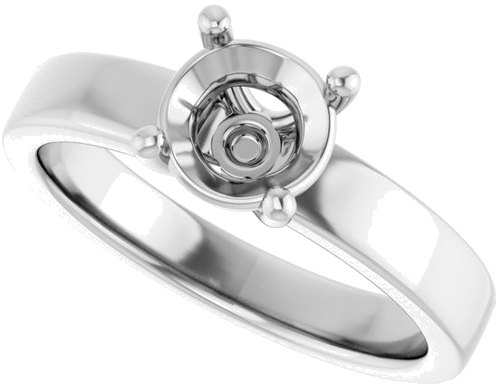 10K White 6.5 mm Round Solitaire Engagement Ring Mounting (5)