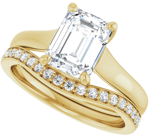 Sužadėtuvių Žiedas „Solitaire“ 585 Geltonojo Aukso Emerald 8mm x 6mm (10)