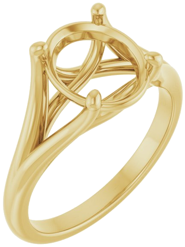 18K Yellow 10x8 mm Oval Solitaire Engagement Ring Mounting (1)