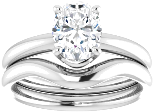 14K White 8x6 mm Oval Engagement Ring Mounting (8)