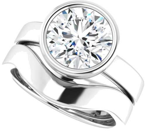 Sužadėtuvių Žiedas „Solitaire“ 585 Baltojo Aukso Round 8.8mm (10)