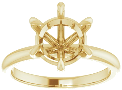 14K Yellow 9 mm Round Solitaire Engagement Ring Mounting (3)