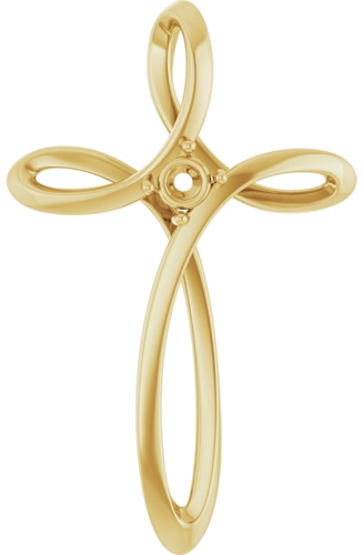 14K Yellow 1-Stone Family Cross Slide Pendant Mounting (1)