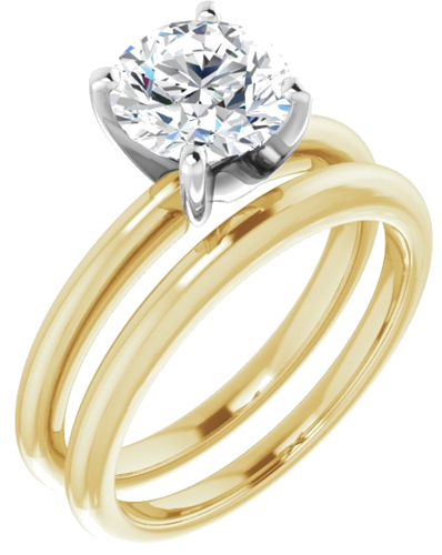 14K Yellow   White  7.4 mm Round Solitaire Engagement Ring Mounting (6)