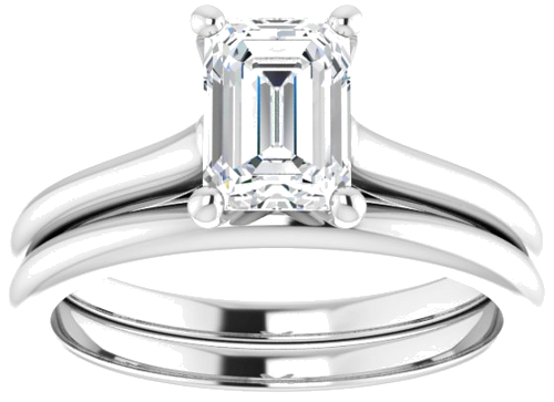 14K White 7x5 mm Emerald Solitaire Engagement Ring Mounting (8)