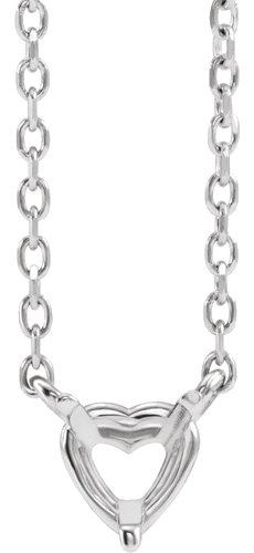 14K White 4x4 mm Heart Solitaire 16-18  Necklace Mounting (4)