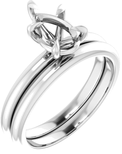 14K White 9x6 mm Pear Solitaire Engagement Ring Mounting (6)