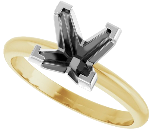 14K Yellow White 7 mm Square V-End 4-Prong Engagement Ring Mounting (5)
