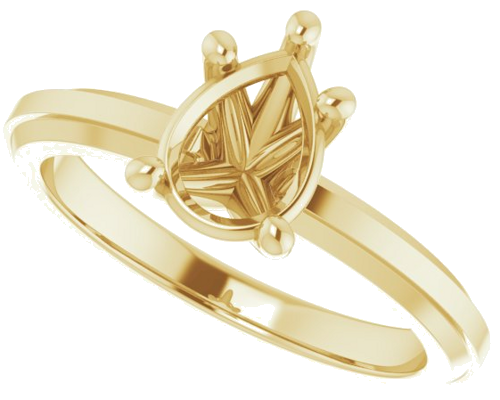 14K Yellow 8x6 mm Pear Solitaire Engagement Ring Mounting (5)