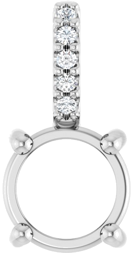 14K White 6 mm Round .02 CTW Natural Diamond Semi-Set Cabochon Pendant (1)