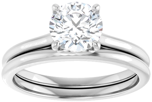 14K White  6.5 mm Round Solitaire Engagement Ring Mounting (8)