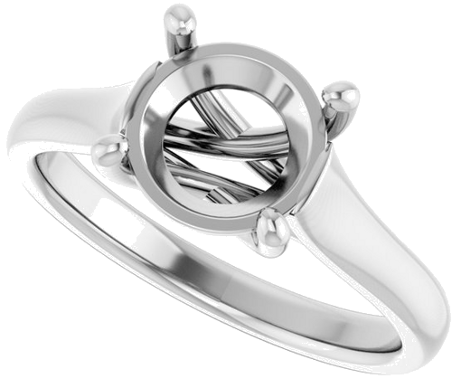 14K White 8.2 mm Round Solitaire Engagement Ring Mounting (5)