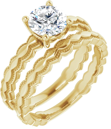 14K Yellow 6.5 mm Round Solitaire Engagement Ring Mounting (6)