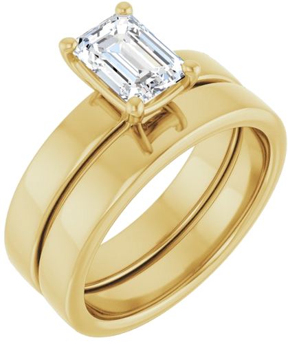 Sužadėtuvių Žiedas „Solitaire“ 585 Geltonojo Aukso Emerald 7mm x 5mm (6)