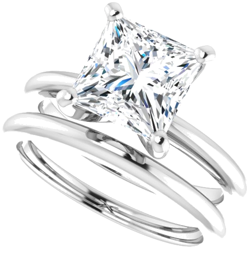 Sužadėtuvių Žiedas „Solitaire“ 585 Baltojo Aukso Square 7.5mm (10)