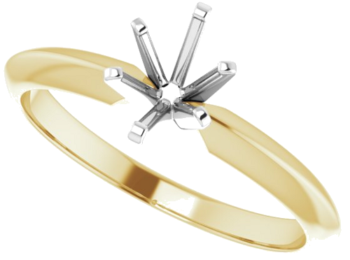14K Yellow   White 6.5x4.5 mm Oval 6-Prong Solitaire Engagement Ring Mounting (5)