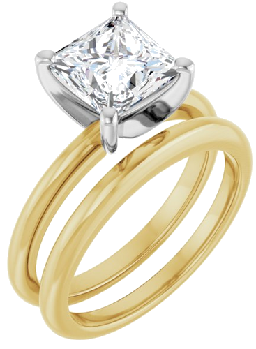 14K Yellow   White  7x7 mm Square Solitaire Engagement Ring Mounting (6)