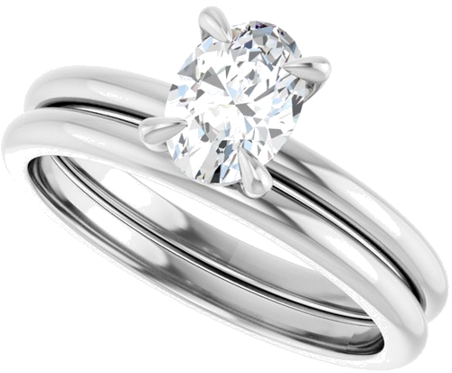 Sužadėtuvių Žiedas „Solitaire“ 417 Baltojo Aukso Oval 7mm x 5mm (10)