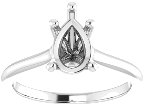 14K X1 White 9x6 mm Pear Solitaire Engagement Ring Mounting (3)