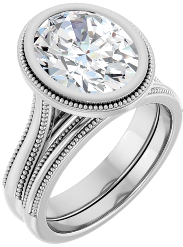 14K White 11x9 mm Oval Solitaire Engagement Ring Mounting (5)