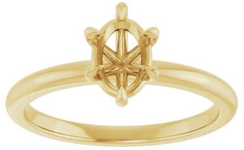 Sužadėtuvių Žiedas „Solitaire“ 585 Geltonojo Aukso Oval 7mm x 5mm (3)