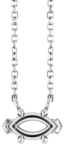 Sterling Silver 7x4 mm Marquise 6-Prong V-End 18  Necklace Mounting (1)