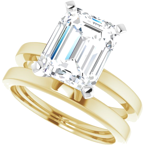 Sužadėtuvių Žiedas „Solitaire“ 585 Baltojo Ir Geltonojo Aukso Emerald 10mm x 8mm (10)