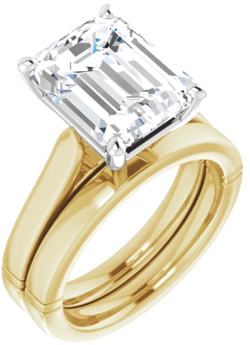 14K Yellow   White 11x9 mm Emerald Engagement Ring Mounting (6)