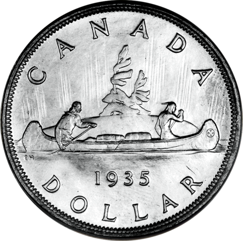1 doleris 1935 Kanada George V Sidabrinis Jubiliejus sidabrinė moneta (2)