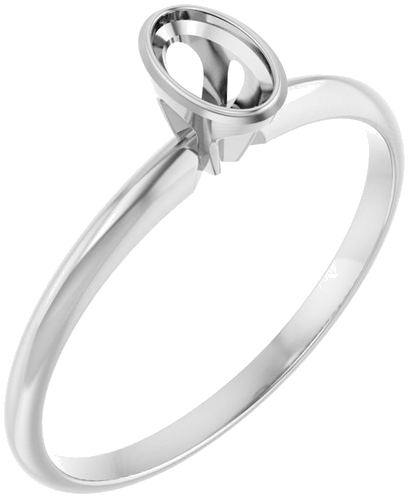 14K White 5x3 mm Oval Solitaire Engagement Ring (1)