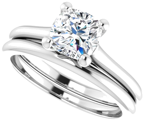 Sužadėtuvių Žiedas „Solitaire“ 585 Baltojo Aukso Cushion 6mm (10)