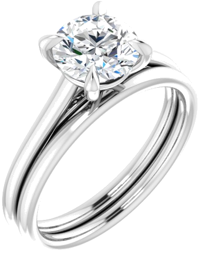 14K White  7 mm Round Solitaire Engagement Ring Mounting (6)