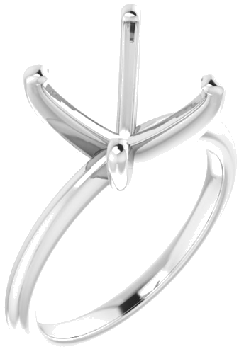 14K White  8 mm Square Solitaire Engagement Ring Mounting (1)