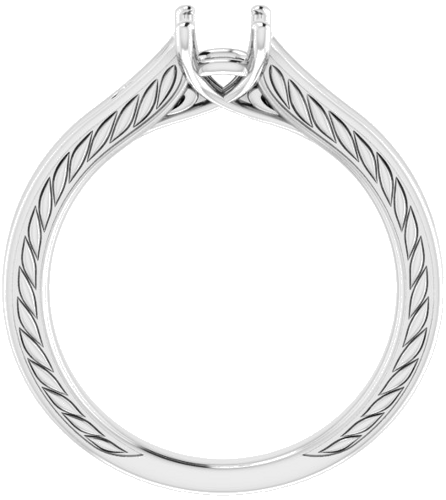 14K White  6x4 mm Emerald Solitaire Engagement Ring Mounting (2)