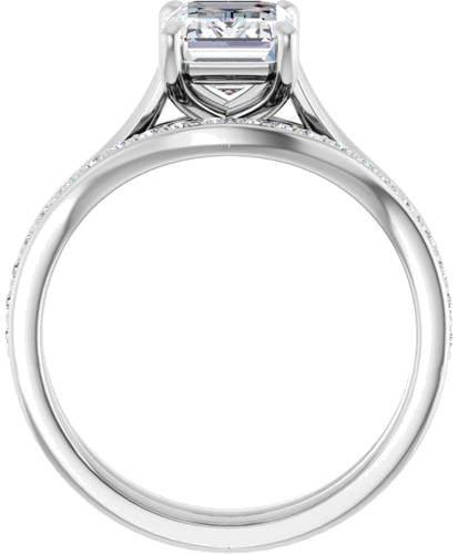 14K White 8x6 mm Emerald Solitaire Engagement Ring Mounting (7)